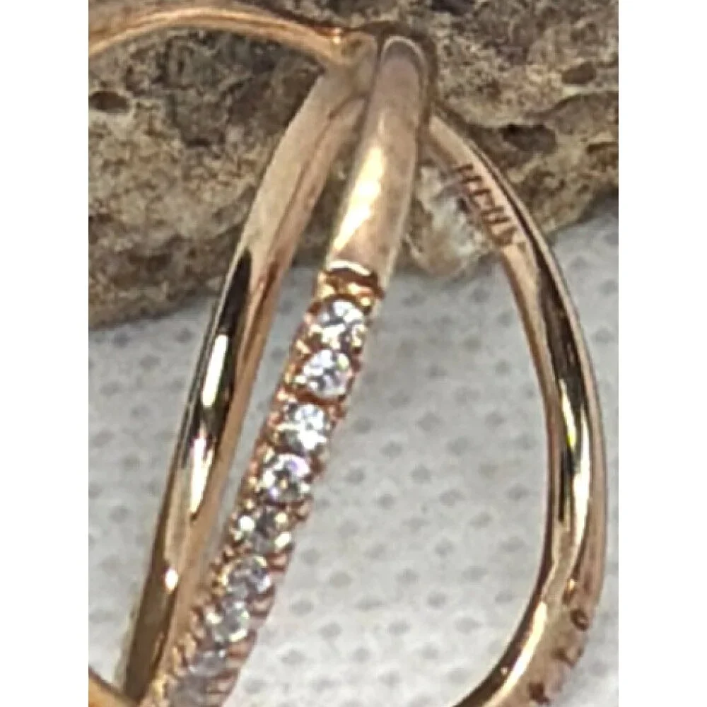 NEW 925 Silver Rose Gold Vermeil Pave CZ Criss Cross Ring Architectural Size 8 - Picture 7 of 16